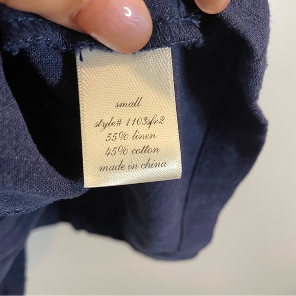 ALYA Womens Blue Linen Blend Long Full Zip Vest SZ/Small - Picture 9 of 9